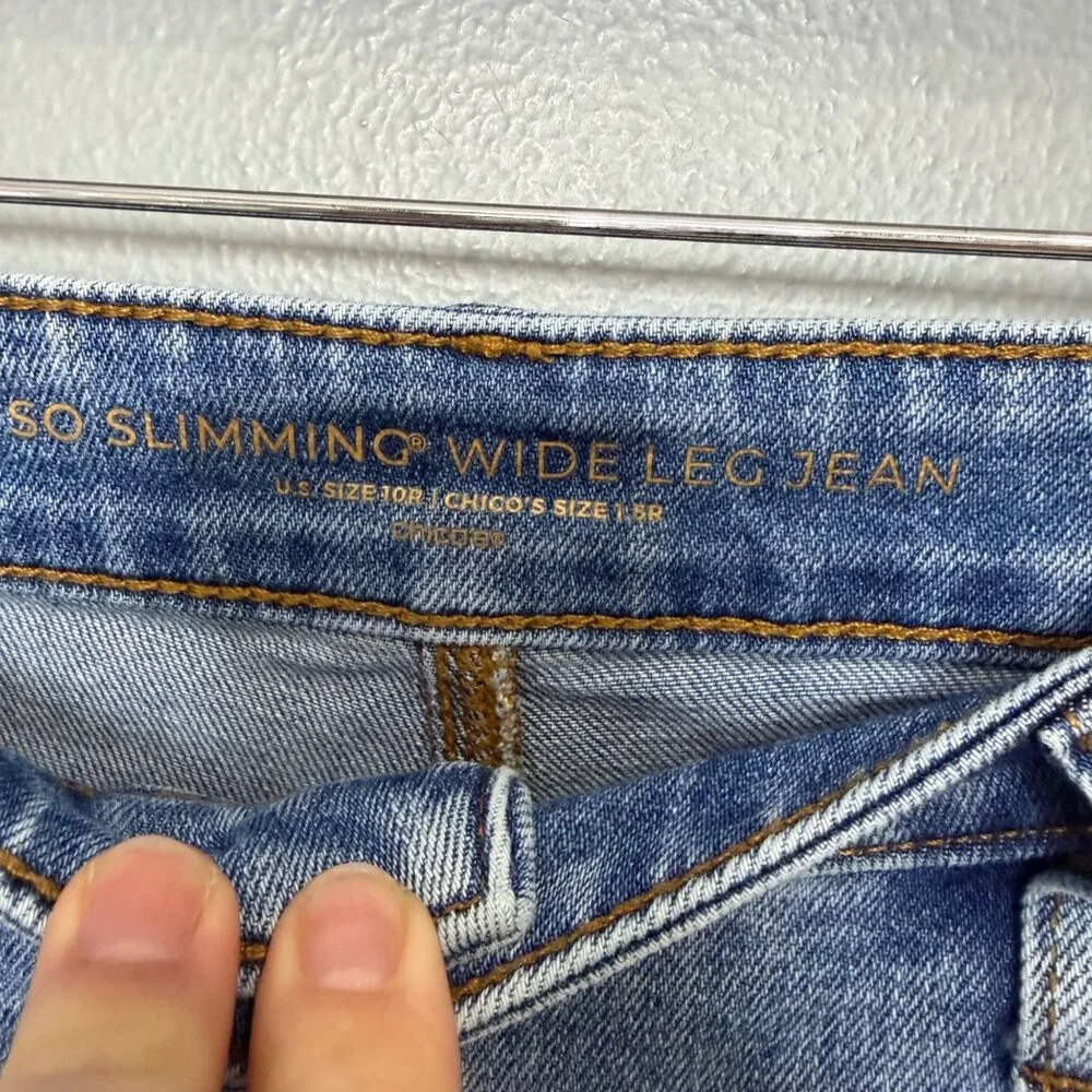 CHICO'S so slimming wide leg jeans size 1.5 or US 10R - Picture 3 of 7